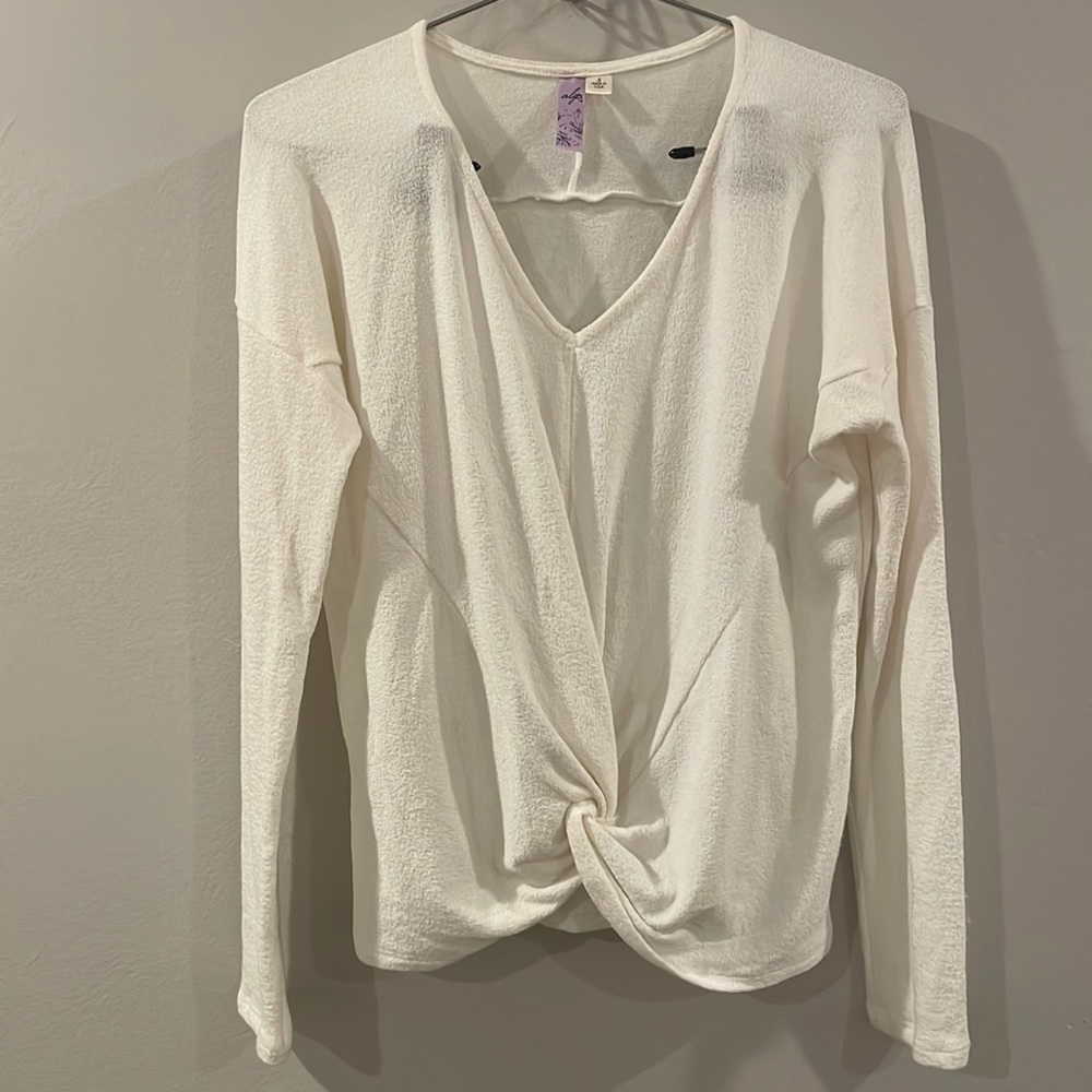 Off White Long Sleeve Alya Front Knot Top Size Small